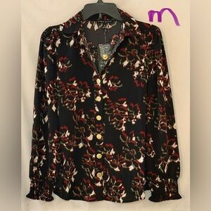 Elegant Black Floral Button Down Shirt